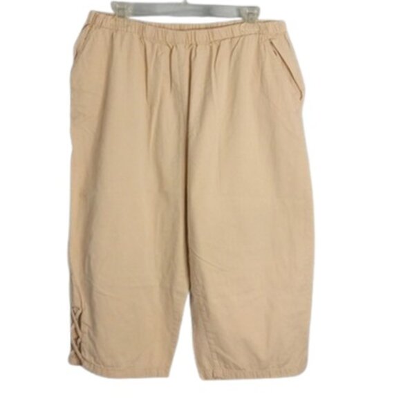 Anthony Richards 18W Tan Capri Pants Elastic Waist Lattice design - Picture 1 of 10